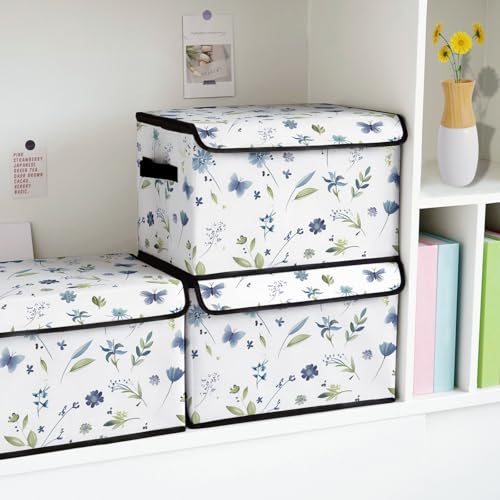 Image of Stackable Storage Bins with Lids,Closet Organizers Fabric Box for Home and Office,Blanket Clothes Organizers,Under Bed Storage Containers 3 Pack