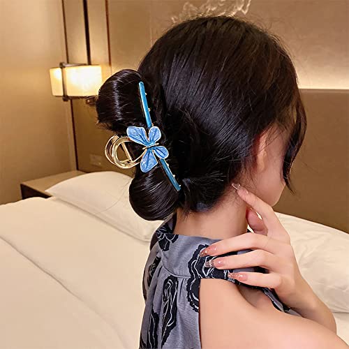 Butterfly Large Hair Clips Blue Butterfly Metal Hair Claw Clip Big Nonslip Gold Hair Clamps Hair Accessories For Women Girls Thick And Medium Long Hair Styling Jaw Clips Clamp Barrettes 1Pcs #TOP1