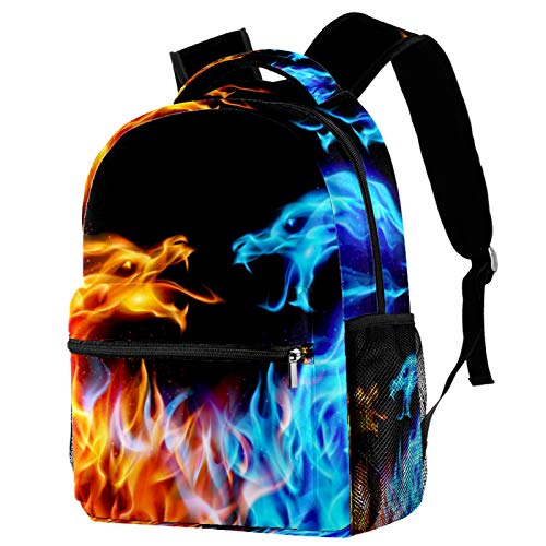 imobaby Red Blue Fire Dragon School Backpack Book Bag Travel Daypack for Men Women