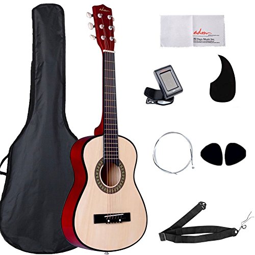 ADM Starter Guitar 30 Inch Acoustic Beginner with Carrying Bag & Accessories, Natural