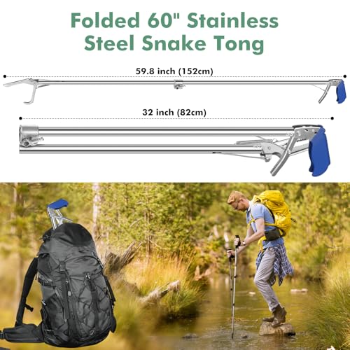 BSROBOTIC Pinça de cobra profissional de liga de alumínio de 152 cm, ferramenta de manuseio de mandí