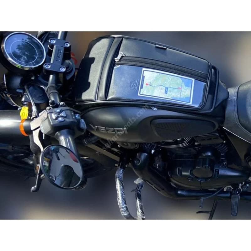 Sahara Seats Yezdi Roadster Tank Cover with Mobile Holder (Thick Flap - Large Space)-image-48