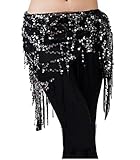 Importiert Damen bauchtanz gürtel Tanzen Zubeh Tribal Bauch Tanzen Hüftgürtel mit Pailletten One Size Schwarz Silber