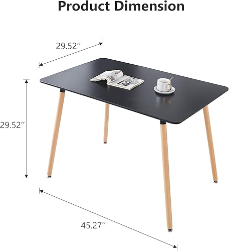 Miniatura 2 de Hommoo Mesa de comedor de madera de granja de 47 pulgadas con patas de metal, mesa de cocina moderna para 4-6 personas, color marrón rústico