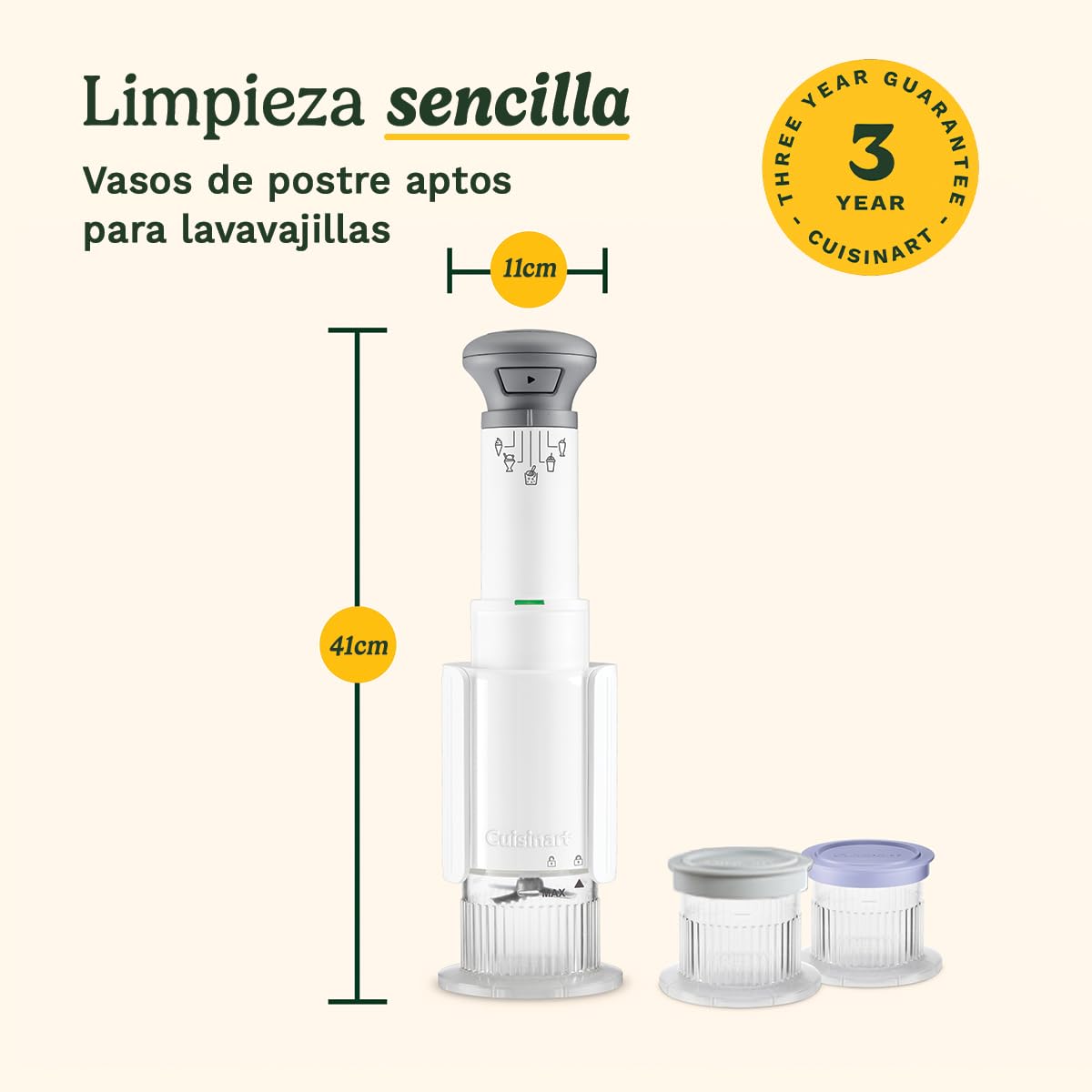 Cuisinart FreezeWand – Máquina de helados 5 en 1: Helado, sorbete, batido, granizado, mezclas, Vegana, sin lácteos, Lista en 5 min, Compacta y portátil, Bol de congelación instantánea 3X240ml