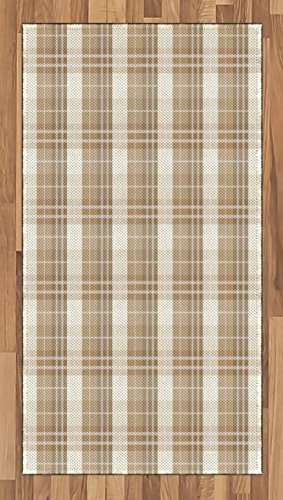 Lunarable Cream Area Rug, Checkered Pattern with Soft Colors Palette