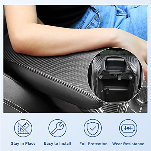 Image of CDEFG Car Center Armrest Cover Console Lid Cover for Grand Cherokee 2011-2020 2021, Armrest Pads Supporter, Scratch Resistance (Black Armrest Cover)