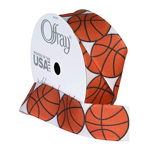 Offray 922132 7/8" Wide Grosgrain Ribbon, Basketball Pattern, 3 Yards #TOP1