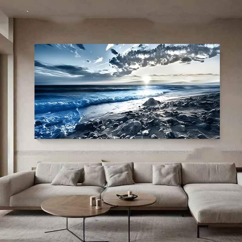 Cuadro moderno de playa y sol radiante para conectar con la calma del mar