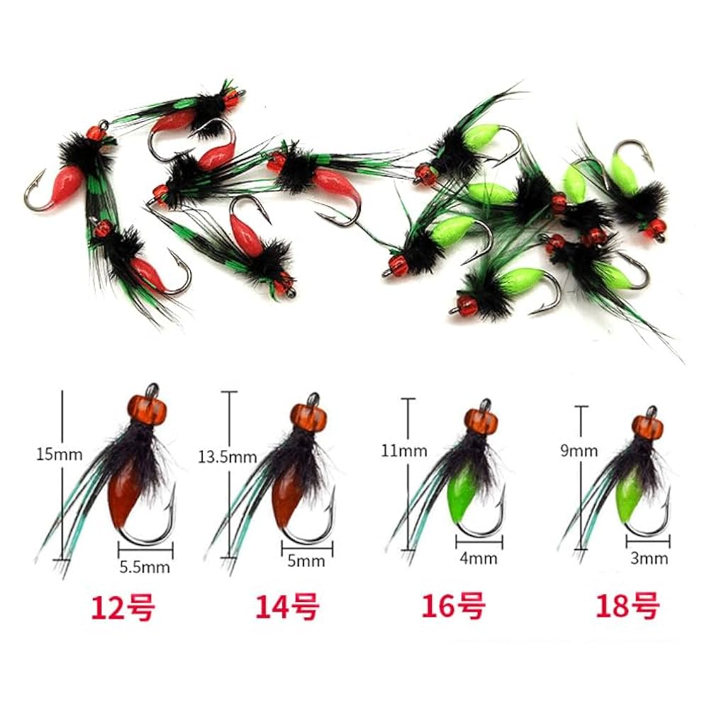 完成品 フライ 毛バリ 350点 Amazon | KAIRI フライ テンカラ 毛バリ 8個 セット 12号 14号 4