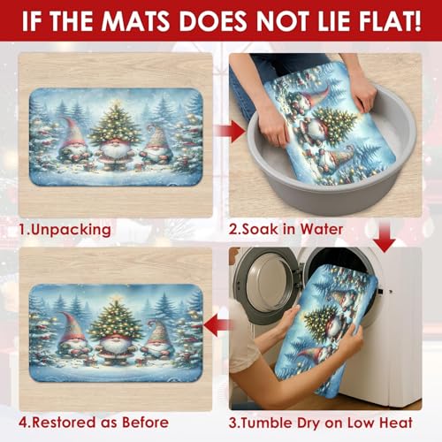 Cortinas de baño de gnomos navideños con alfombra y accesorios de 4 piezas 8