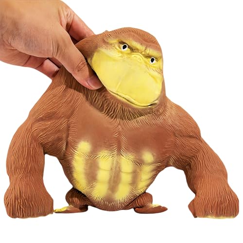 YHan Stretchy Monkey Fidget Toy Squishy Stress Relief for Kids & Adults, Gorilla Squishy Toy, Stretchable & Squeezable Sensory Toys for Anxiety Relief (Medium, Brown)