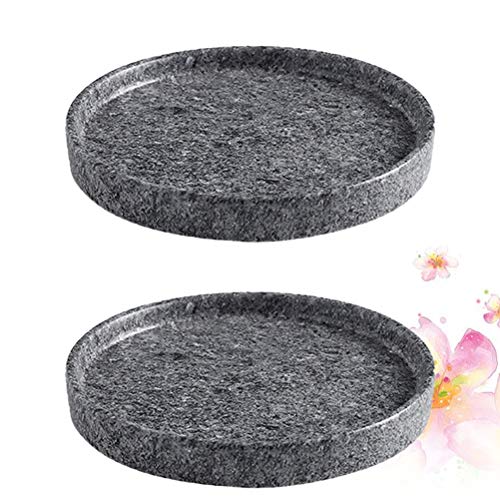Doitool 2Pcs Round Ceramic Plant Saucer Tray Plant Pot Saucer Flower Pot Tray For Garden Potted Water Drips And Soil (Grey, 5.9X5.9X0.7 Inch) #TOP4