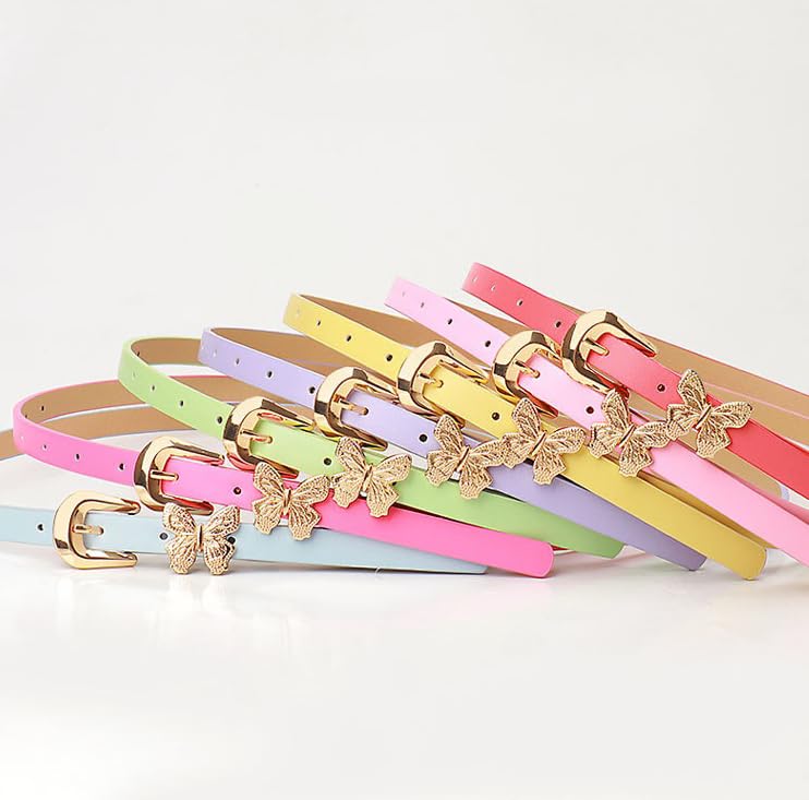 COTIM COYIN Women's Elegant Thin Waist Belts, Butterfly Gold Buckle, Skinny PU Leather Belt for Jeans Dresses Pants3