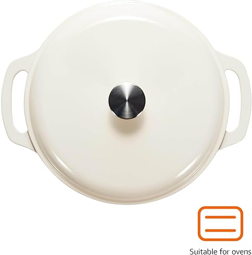 Vista 122 de Horno holandés cubierto de hierro fundido esmaltado Yaxa Basics, 6 cuartos de galón, color azul marino.