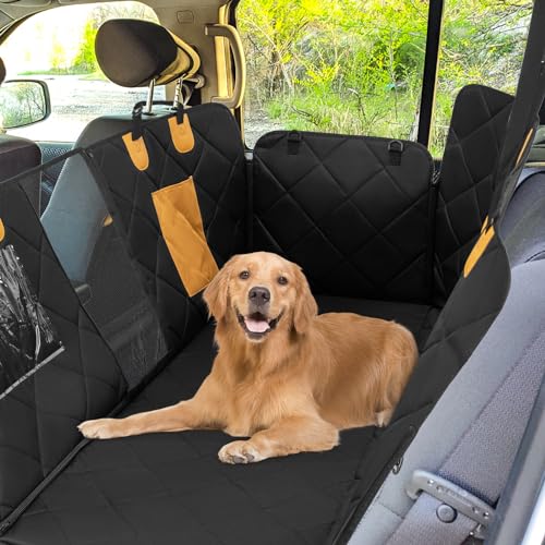 COSTWAY Dog Car Seat, Waterproof Pets Car Seat Cover with Mesh Window, Storage Pocket, Folding Travel Carrier for Puppy Cat