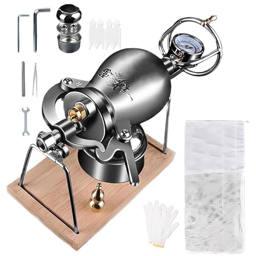 Palomitero Retro China, Máquina Explosiva de Palomitas de Acero Inoxidable - Alta Presión, VáLvulas De Seguridad Dobles, Ideal Para El Hogar, Fiestas y Noches de Cine(Silver,290ml)