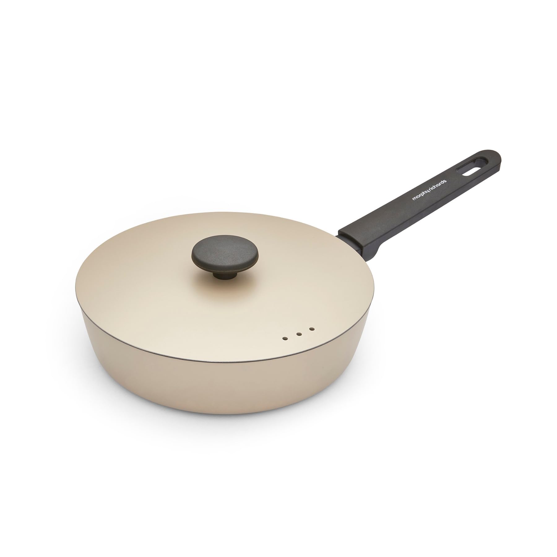 Morphy Richards Saute Pan, Forged Aluminium, 24cm, Non Stick Ceramic Coating, Soft Touch Handles, Oven Safe Up to 180c, Suitable for All Hobs, Cream, 852254