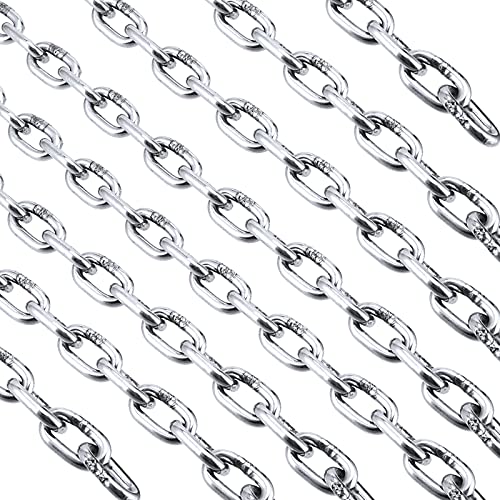 Ningwaan 26 Feet X 3/16 Inch Stainless Steel Link Chain, Heavy Duty Metal Chain, Zinc Plated Chain Metal Utility Chain For Hanging, Towing, Swing, Clothesline, 772 Lbs Loading Capacity #TOP3