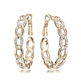 [page_title]-Gemini Ohrhänger Gelb Gold, 18K), attraktive Glitzer & Strass Elemente, Luxus Design, Kettenform, für jeden Anlass, beliebt bei Girls & Damen, 0,6 cm Weite