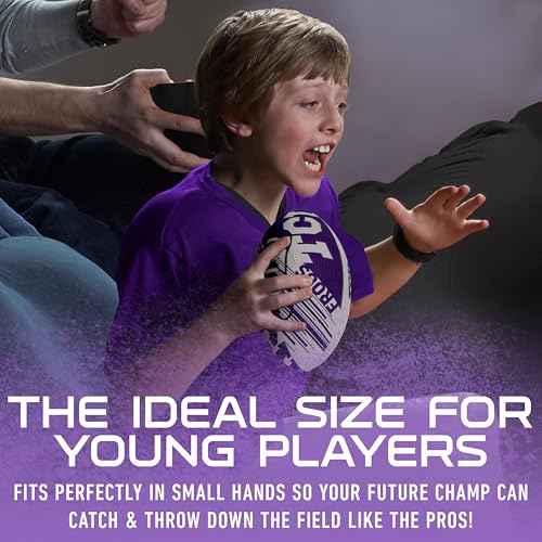 Franklin Sports TCU Horned Frogs Foam Football - Youth Mini Football for Kids - 8.5 Junior Soft Foam Football - SPACELACE Easy Grip Cover - Perfect Toy Football for Kids