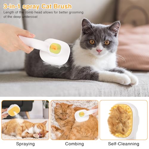 Image of 3-in-1 Cat & Dog Steam Brush - USB Rechargeable Spray Grooming Comb with Silicone Teeth - Anti-Static, Shedding Control & Massaging for All Hair Types Long /Short Hair Pets (Green)