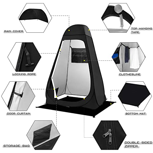 Image of BRIAN & DANY Pop Up Shower Tent, Portable Changing Tent with Rain Shelter & Windows, Privacy Tent for Camping, Toilet or Bathroom, UPF 50+ & Waterproof, 47.2 inch x 47.2 inch x 74.8 inch, Black