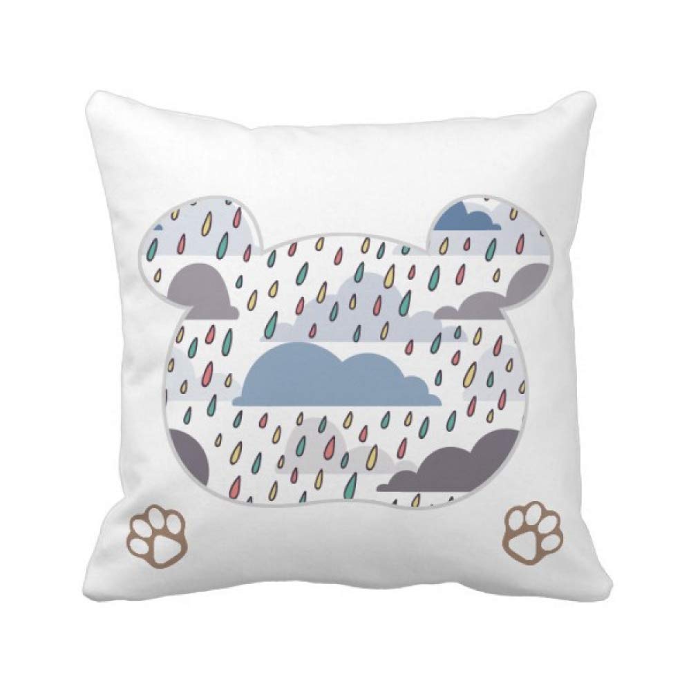 Housse de coussin Motif ours nuage et pluie pour coin lecture bébé