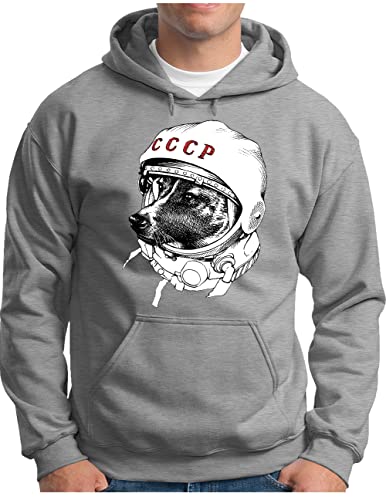 Sweat à capuche Homme OM3 Laika Kosmonaut gris en coton