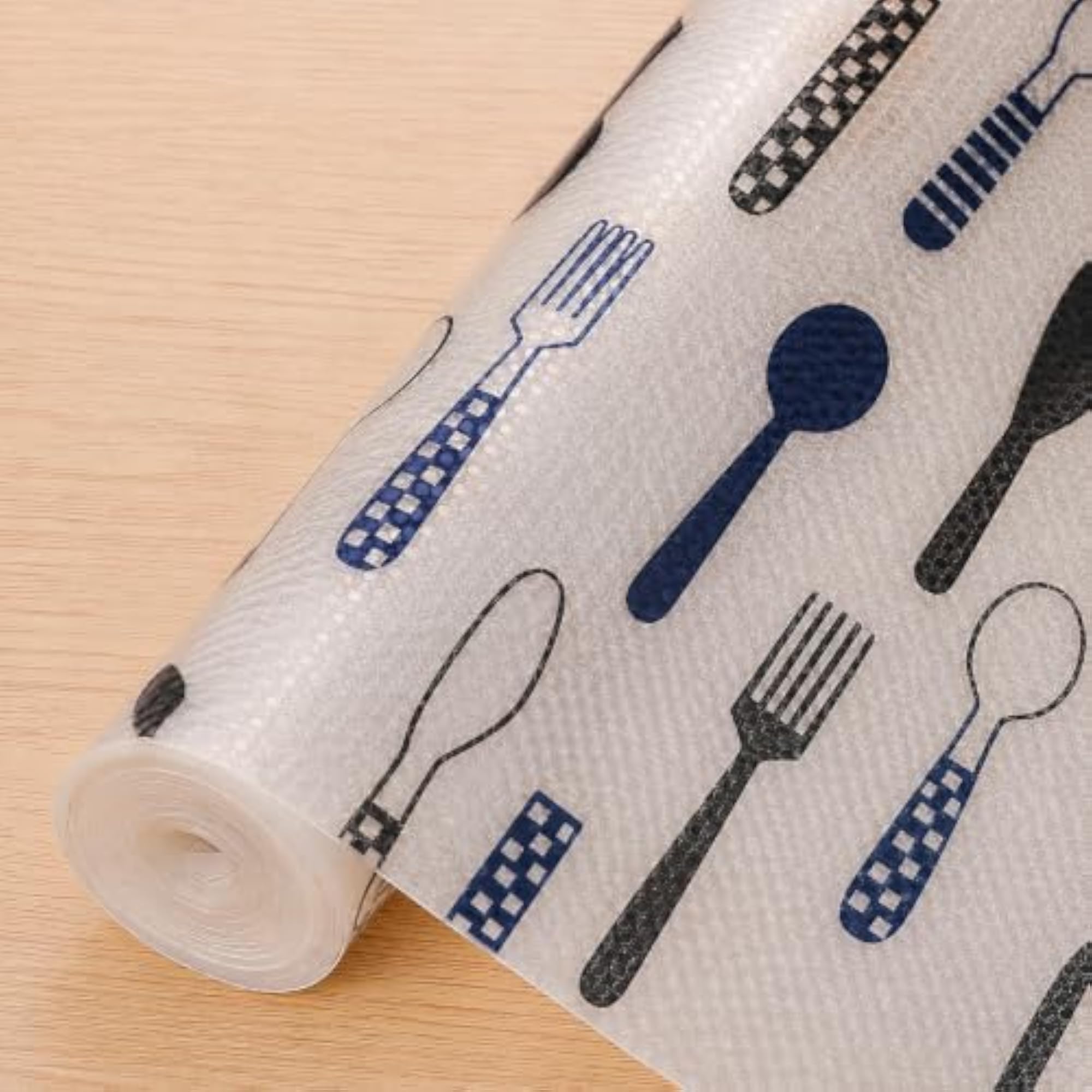 Kitchen Drawer Mat Blue Spoon Print 45 x 300 cm