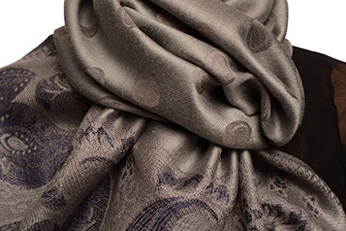 Pashmina gris contre la fraîcheur écharpe paisle... - 5