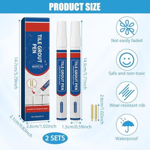 4 Stück Fugenstift Weiß,Wasserdicht Fugenweiß,Schimmelresistent Fugen Reparatur Stift,Langlebige Haltbarkeit Geeignet Für Wände,Böden,Fliesenfugen,Küchen Und Badezimmer