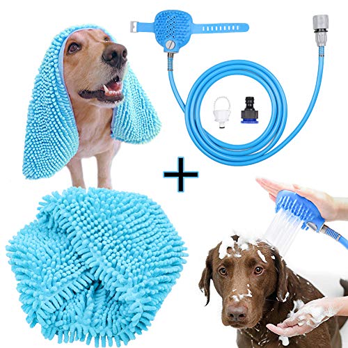 2 Pack Ultimate Dog Bathing Supplies, Pet Shower Sprayer & Dog Bath Towel