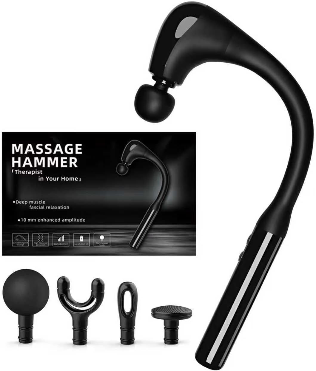 Massage Gun with Upgraded Extension Handle, 10MM Massage Gun Deep Tissue, 4 Massage Heads & 5 Speed Levels Back Massager,Muscles/Neck/Shoulders/Waist/Legs Massager Portable for Pain Relief Massage Gun with Upgraded Extension Handle, 10MM Massage Gun Deep Tissue, 4 Massage Heads & 5 Speed Levels Back Massager,Muscles/Neck/Shoulders/Waist/Legs Massager Portable for Pain Relief