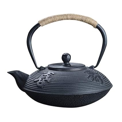 Teapot Cast Iron Tea Strainers, Black Heat Resistant Small Tea Infuser with Filter Insulation Handle, for Home Office Office Party