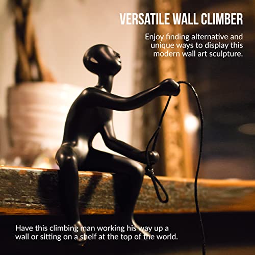 Climbing Man Wall Art For Home Decor With 30” Leather Rope | Polyresin Statues And Sculptures With Hanging Hardware Included For Modern Wall Decor And Motivational Art, Multi Color, Set Of 9 #TOP6