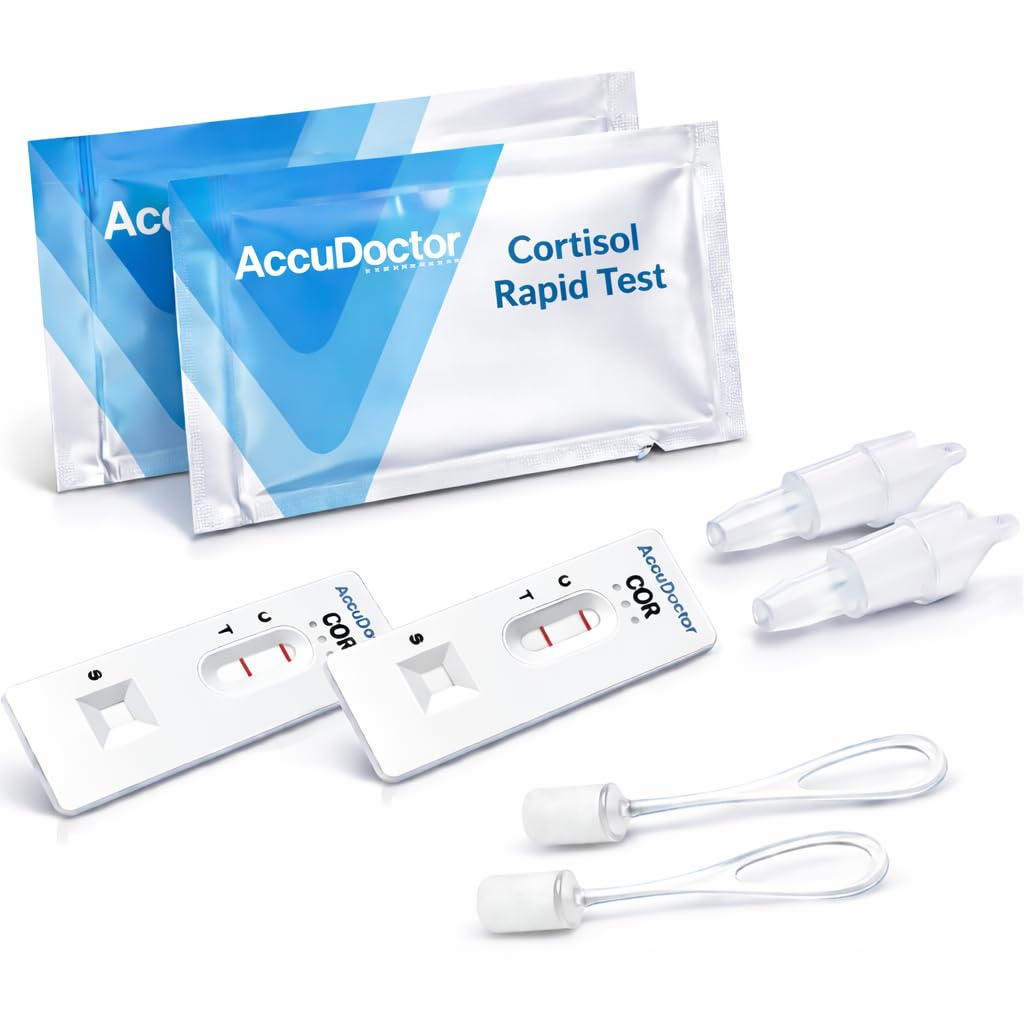 2x Test Cortisolo Salivare AccuDoctor Test Rapido per Misurare Il Cortisolo nella Saliva, Kit per Ormone dello Stress, Uomo e Donna Salivary