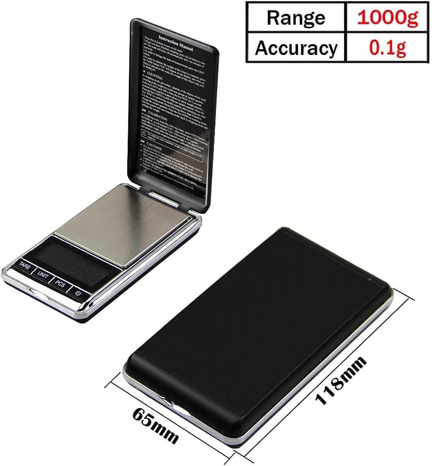 Für Küche Und Schmuck Küchenwaage Für Lebensmittel Mini-Elektronische Waage Präzision Tragbare Digitale Taschenwaage Für Schmuck Gewichtswaage Goldschwarz-500 G,Black-1000g/0.1g
