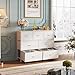 WLIVE 7 Drawer Dresser TV Stand, Dressers for Bedroom, Fabric Storage Tower, Hallway, Entryway, Closets, Sturdy Steel Frame, Wood Top, Easy Pull Handle, White