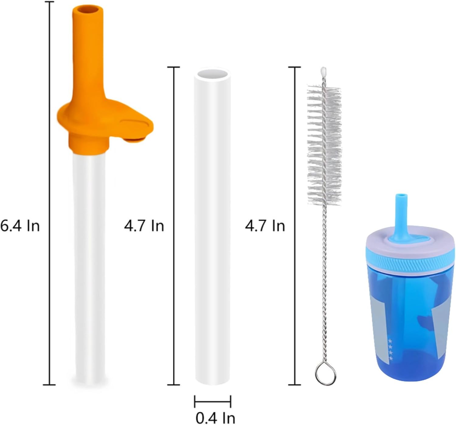 Replacement Straws for Zak Designs 15OZ Water Bottle,Transparent and Food Grade Reusable Straws with Cleaning Brush, Pack of 5