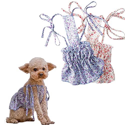 Pack of 2 Dog Dresses Adjustable Sling Flower Princess Dog Dress Floral Pet Dress for Small Breeds Dogs Cats Girl Breathable Cat Dresses Doggie Outfit Puppy Party Apparel Clothes (XXX-Large)