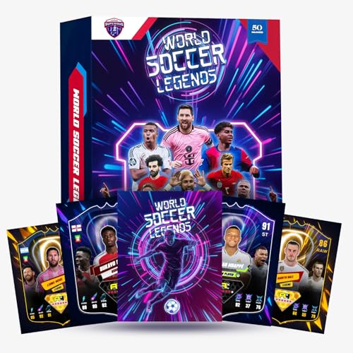 Soccer Trading Cards 2025–2026 | 50 Playing Cards Collection | Look for 10 Ultra Rare & 2 Golden Edition Cards | Random Premium Soccer Cards | Value Pack