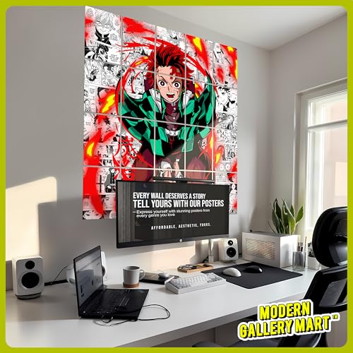 Image of MODERN GALLERY MART Pack of 20 Demon Slayer Tanjiro Kamado Manga Poster | A4 Size Anime Wall Art (8.3 x 11.7 inch) | Manga Posters with Glue Dots | Anime Poster for Bedroom, Living Room, Office