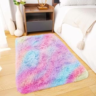 BedLooms Rugs Living Room Small 50x80 cm – Rainbow Area Rugs for Bedroom Non Slip – Modern Super Soft Plush Carpets Fluffy Shaggy Rug for Lounge, Dining Room – Non Shedding Bedside Rug for Kids Room