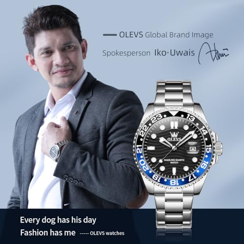 Image of OLEVS Watch Men Luxury Big Face Dress Easy Read Mens Watches with Date Waterproof Luminous Stainless Steel Watches for Men Business Fashion Analog Quartz Men's Wrist Watches Rotatable Bezel Men Watch