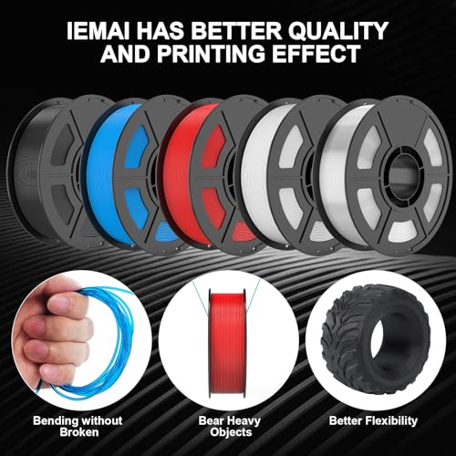 IEMAI TPU 85A Filament 1.75mm, Soft Flexible 3D Printer Filament, Elastic TPU Roll for Shoes, Gaskets, Phone Cases and Flexible Parts, 1kg Spool 2.2 lbs, White — view 4