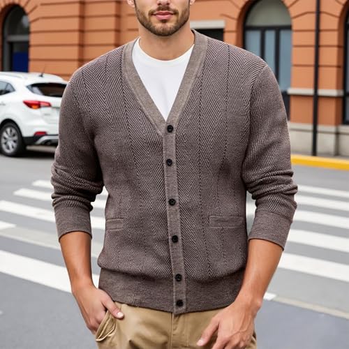 Mens Cardigan Sweater Lightweight V Neck Button Business Casual Lightweight Knitted Cardigans Sweaters with Pockets2