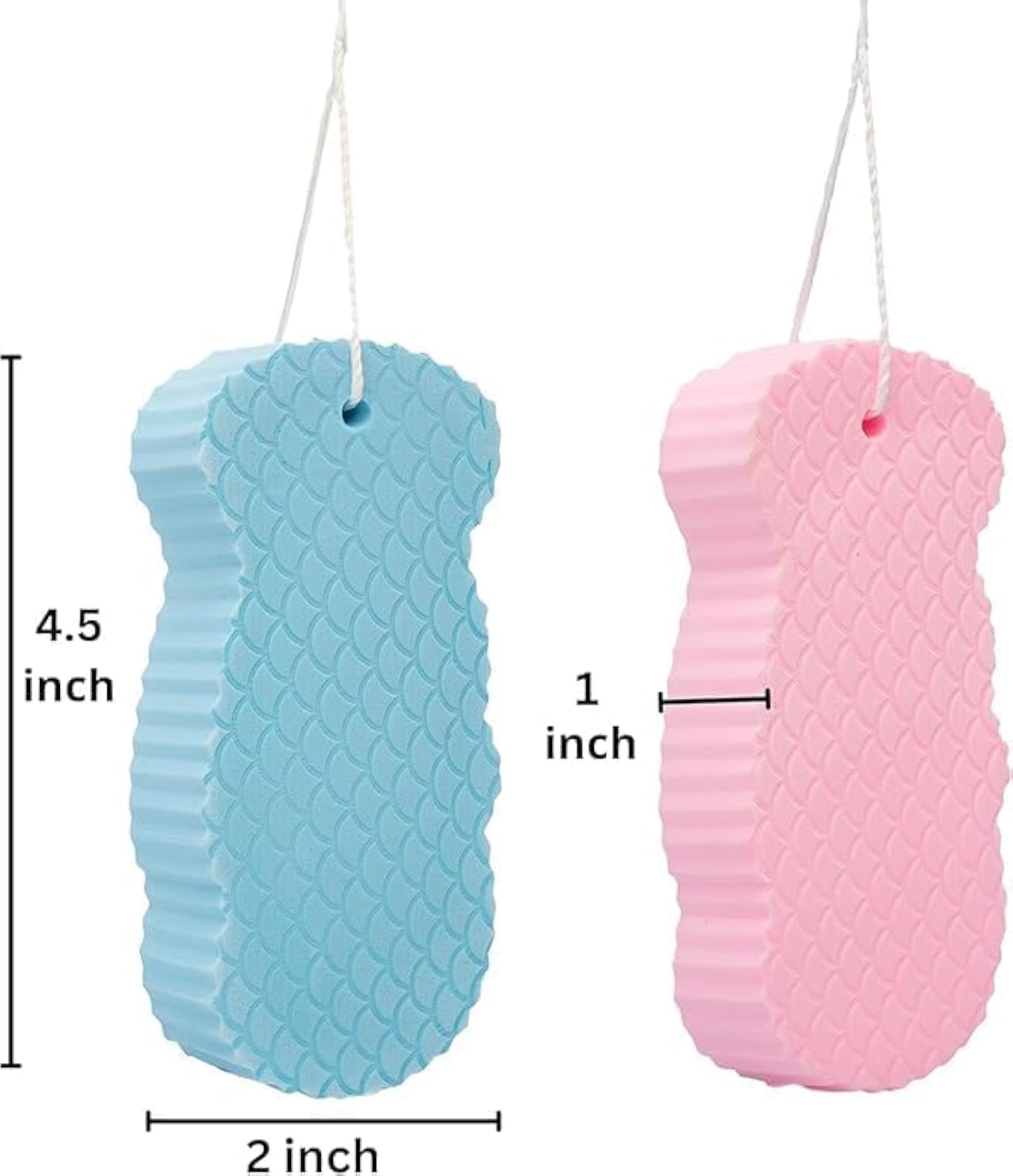 Exfoliating Bath Sponge Body Scrubber, Fish Scale Textured