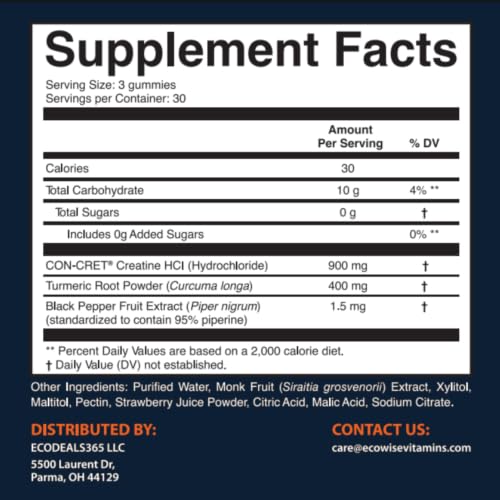 ECOWISE VITAMINS Creatine HCl Gummies