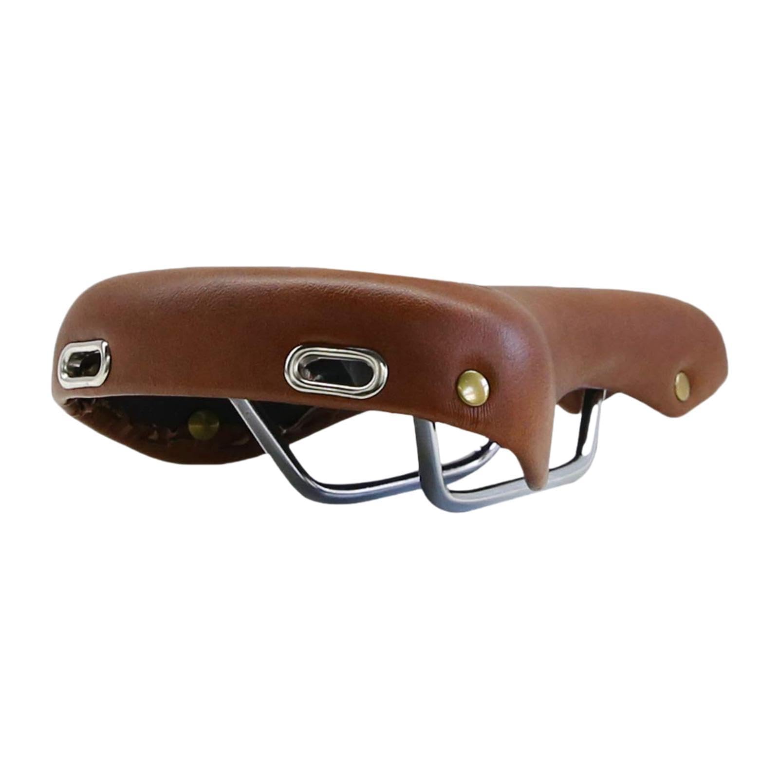 Sillín de Bicicleta Clásico de Estilo Vintage con Asiento Cómodo, Acolchado Ancho, Aspecto Retro con Remaches, Superficie de Cuero Sintético PU, Estru